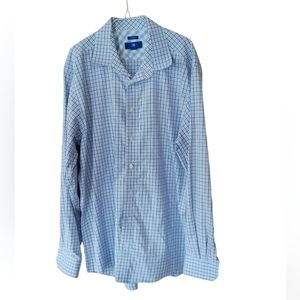 Egara Men's Size XLT Blue & Orange Checker Button Up Dress Shirt